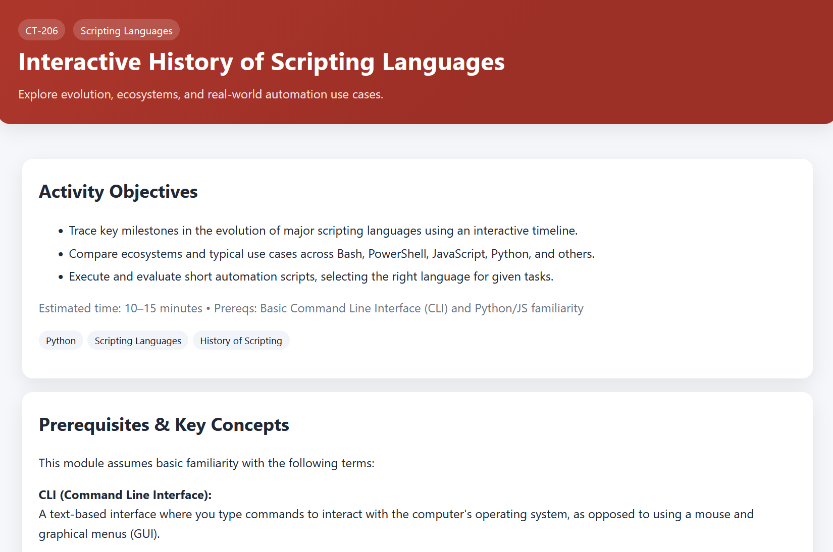 Interactive History of Scripting Languages