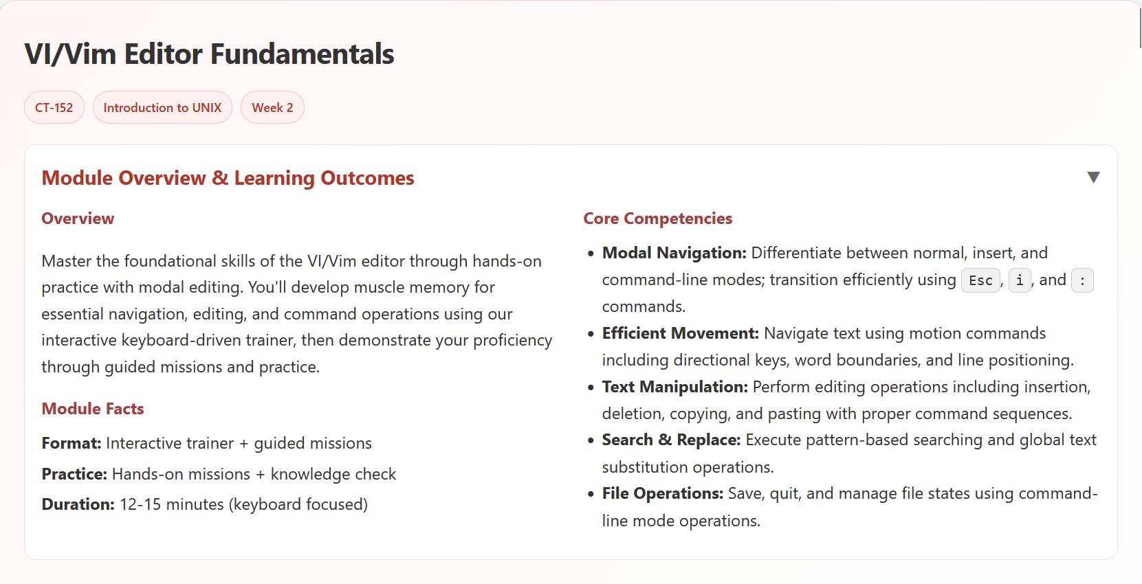 Vi Editor Fundamentals module